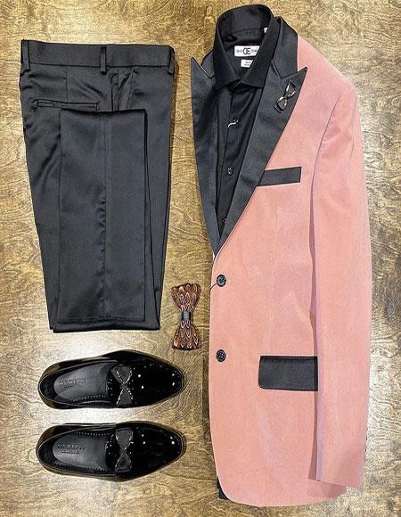 Men's Pink Velvet Suit or Tuxedo Jacket for Prom