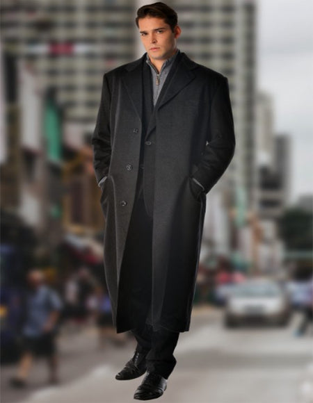Men's Full Length Long Men's Dress Topcoat - Winter coat in Cashmere Blend