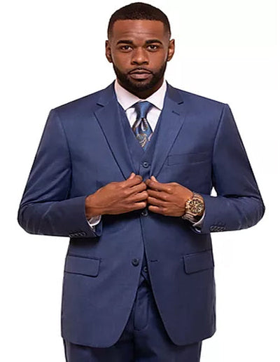 Men's Royal 2 Button Sharkskin Mini Pin Dot Pattern With Settle Sheen Suit