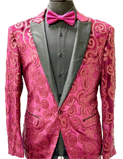 Paisley Fashion Fancy Floral Fashion Men's Blazer / Sport coat Slim Fit Tuxedo Looking Maroon