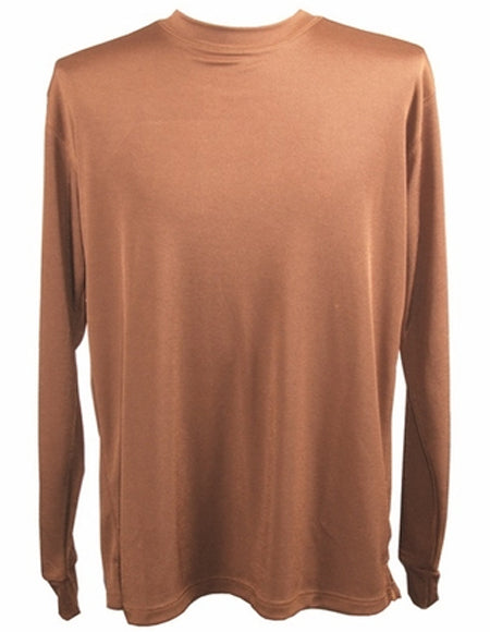 Brown Shiny Long Sleeve Mock Neck Shirt for Men