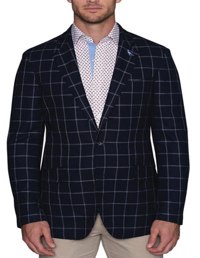 Men's Plaid Blazer Navy