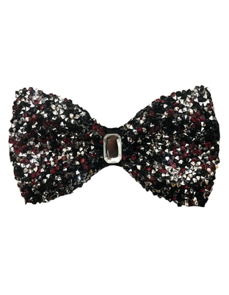 Sparkly Bow Tie Sequin Fabric Rhinestone sequin Bowtie Wine ~ Black ~ Silver
