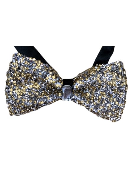 Sparkly Bow Tie Sequin Fabric Rhinestone sequin Bowtie Gold ~ Silver