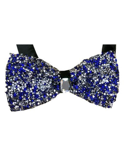 Sparkly Bow Tie Sequin Fabric Rhinestone sequin Bowtie Royal Blue ~ Silver