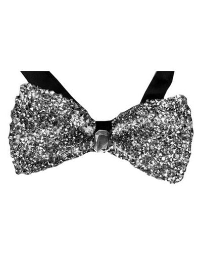 Sparkly Bow Tie Sequin Fabric Rhinestone sequin Bowtie Silver ~ Silver