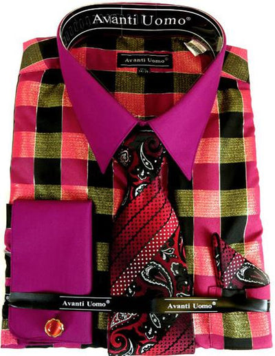Burgundy Pink Colorful Men's Dress Shirt