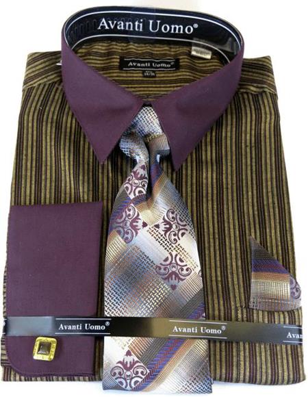 Burgundy Colorful Men's Dress Shirt