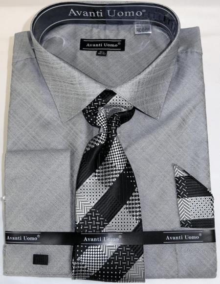 Grey Colorful Men's Dress Shirt