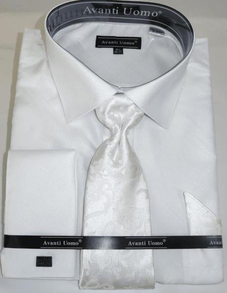 White Colorful Men's Dress Shirt