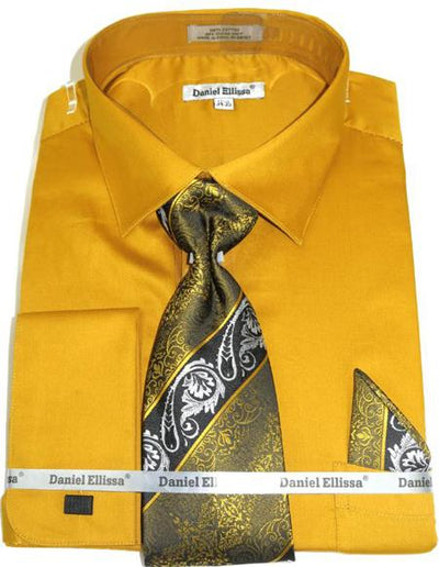 Mens Fashion Dress Shirts and Ties Honey Gold Colorful Men's Dress Shirt