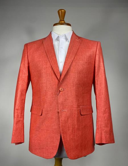 Mens Burnt Orange Two Flap Front Pockets 2 Buttons Blazer
