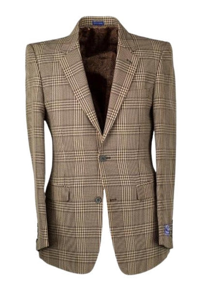 Men's Brown Windowpane houndstooth Blazer - Sport Coat