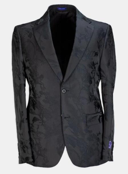 Paisley - Floral Suit (Jacket and Pants) Black - Men's Flower Suit