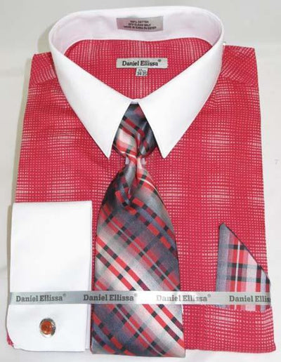 Mens Fashion Dress Shirts and Ties Coral Red Colorful Men's Dress Shirt
