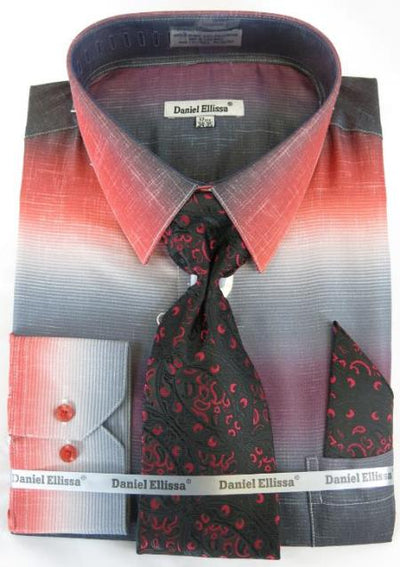 Mens Fashion Dress Shirts and Ties Red Colorful Men's Dress Shirt