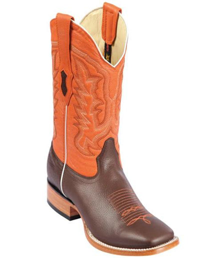 Los Altos Boots Men's Grisly Wide Square Toe Boots Brown/Orange