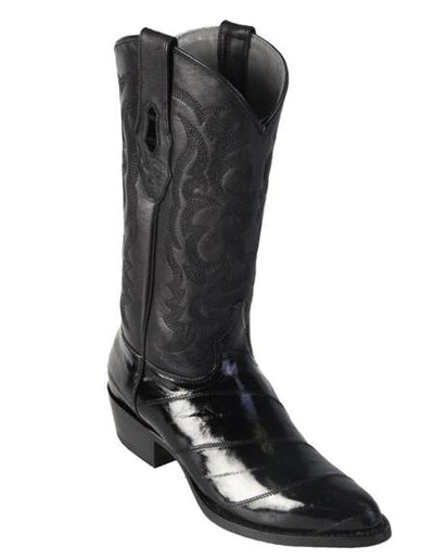 Los Altos Boots Men's Eel Black R-Toe Cowboy Boots