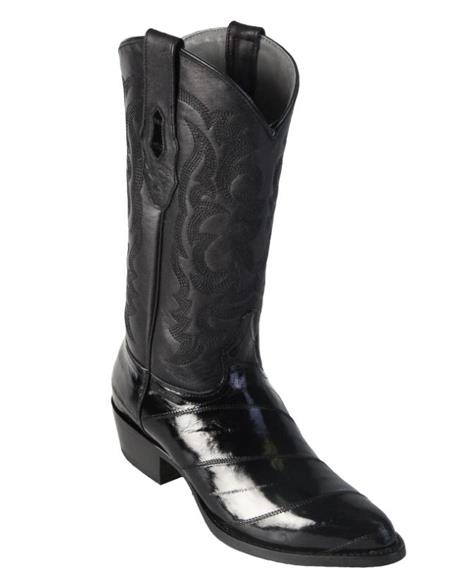 Los Altos Boots Men's Eel Black R-Toe Cowboy Boots