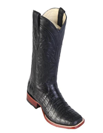 Los Altos Boots Men's Black Caiman Belly Wide Square Toe Boots