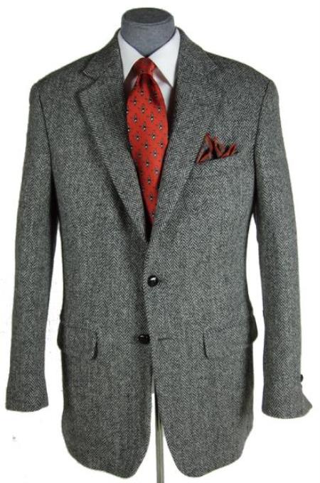 Harris Tweed Sport Coat Grey Herringbone