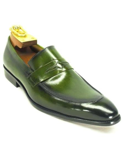 Mens Green Dress Shoes Mens Color Penny Stylish Dress Loafer -Olive