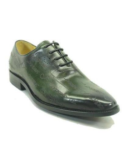 Mens Green Dress Shoes Mens Carrucci Graffiti Leather Oxford
