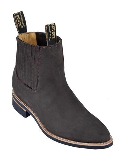 Tobacco Los Altos Boots Men's Charro Botin Short Ankle Nubuck Leather Boots