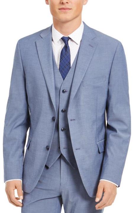 dusty blue mens dress shirt Slim Fit 2 Button Light Blue - Steel Blue - Wedding Suit