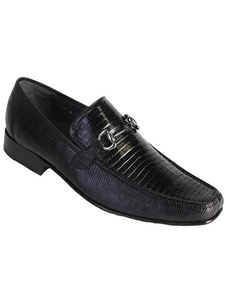 Men's Black Genuine Teju Lizard Skin Slip-on By Los Altos