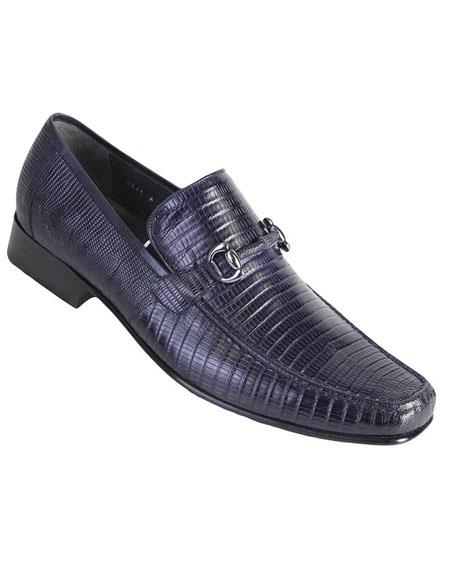 Men's Navy Genuine Teju Lizard Skin Slip-on By Los Altos Boots