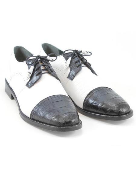 Men's Los Altos Boots Black/White Genuine Teju Lizard and Caiman