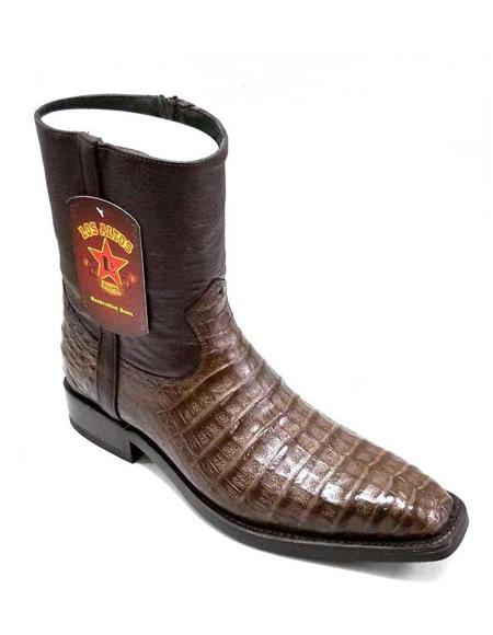 Mens Dress Ankle Boots Los Altos Boots Short Cowboy Boot - Western Ankle Boots Exotic Skin + Brown + Skin Type