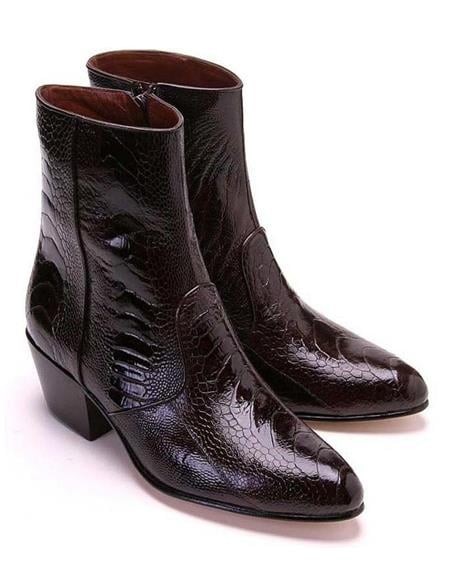 Mens Dress Ankle Boots Los Altos Boots Short Cowboy Boot - Western Ankle Boots Exotic Skin + Brown + Skin Type