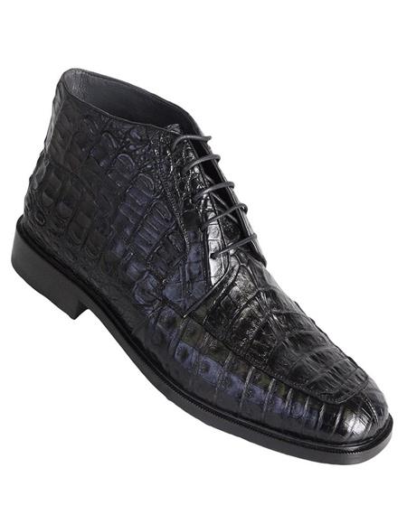 Mens Dress Ankle Boots Los Altos Boots Short Cowboy Boot - Western Ankle Boots Exotic Skin + Black + Skin Type
