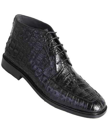 Mens Dress Ankle Boots Los Altos Boots Short Cowboy Boot - Western Ankle Boots Exotic Skin + Black + Skin Type