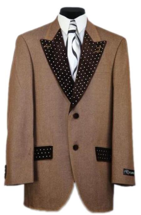 Men's Rust Low Peak Lapel Denim Sport Coat
