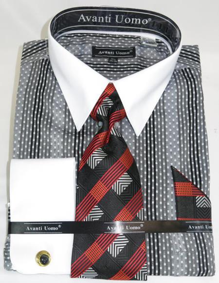 Mens Fashion Dress Shirts and Ties Black Colorful Men's Dress Shirt