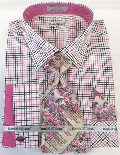 Mens Fashion Dress Shirts and Ties Fuchsia Colorful Men's Dress Shirt