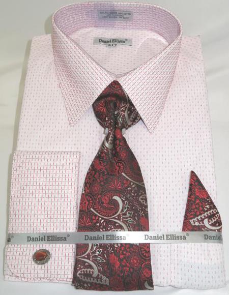 Mens Fashion Dress Shirts and Ties Red Colorful Men's Dress Shirt