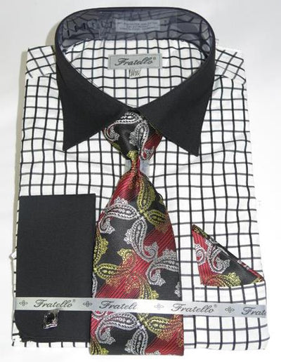 Mens Fashion Dress Shirts and Ties Black Colorful Men's Dress Shirt