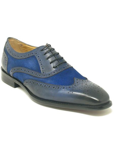 SKU#49593 Wingtip Shoe - Two Toned Shoe - Lace Up Shoes - Carrucci Shoes - Leather Shoes - Carrucci Brand Shoes + Blue - Teal Dress Shoe - Antique blue Shoe