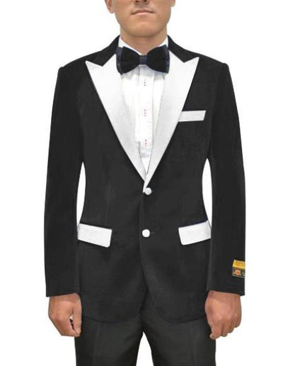 Black and White Lapel Velvet Blazer - Velvet Tuxedo + Matching Bowtie