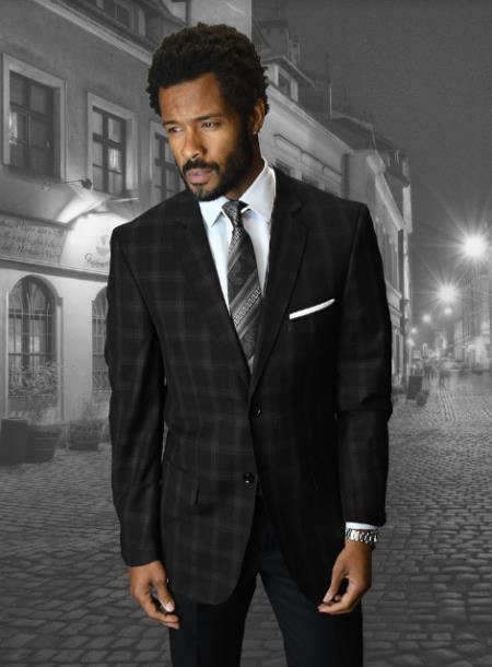 Black Windowpane Blazer - Blazer Plaid Blazer - Sportcoat