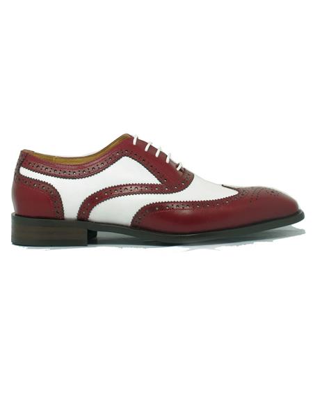 1920s Shoes - Gangster Shoes - Spectator Dress Shoes For Men Red ~ White
