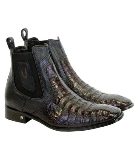 Mens Genuine Caiman Belly Handmade Shoes Black