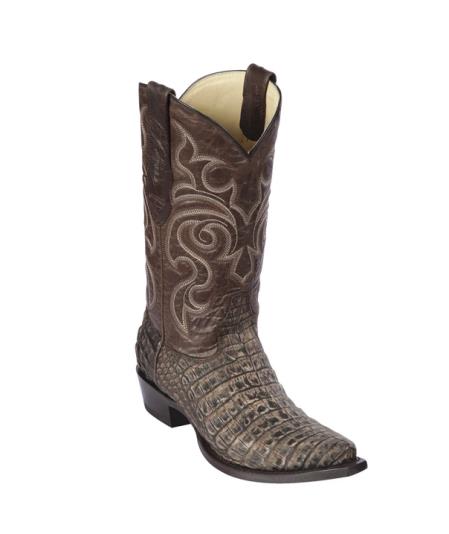 Mens Genuine Caiman Belly Handmade Shoes Sanded Brown