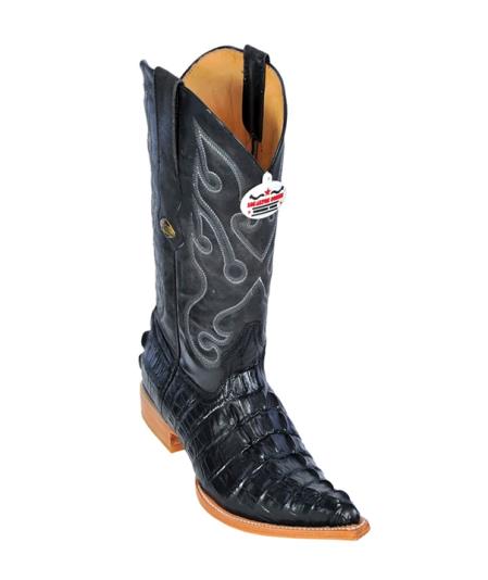 Mens Caiman Belly Print Handmade Shoes Black