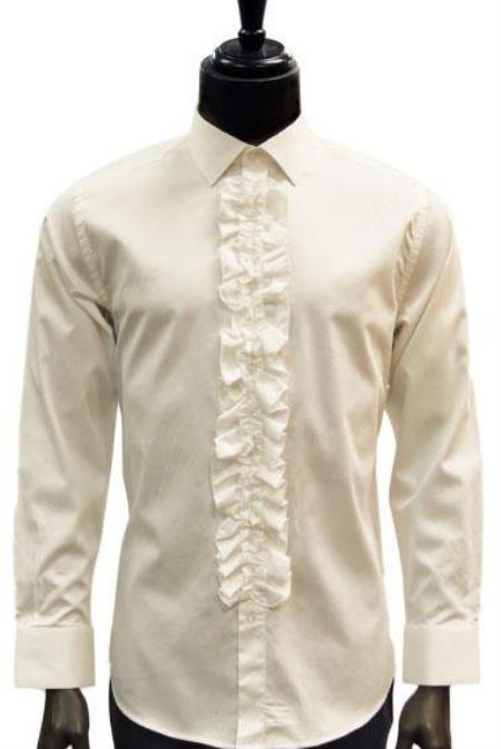 Mens Classic Tuxedo Shirt in Ivory
