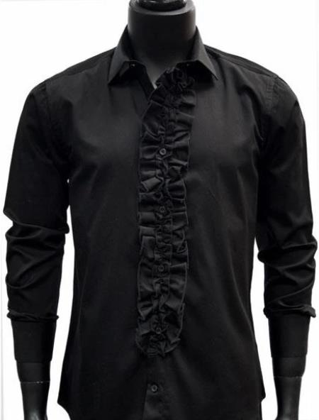 Mens Classic Tuxedo Shirt in Black Black / L or Large